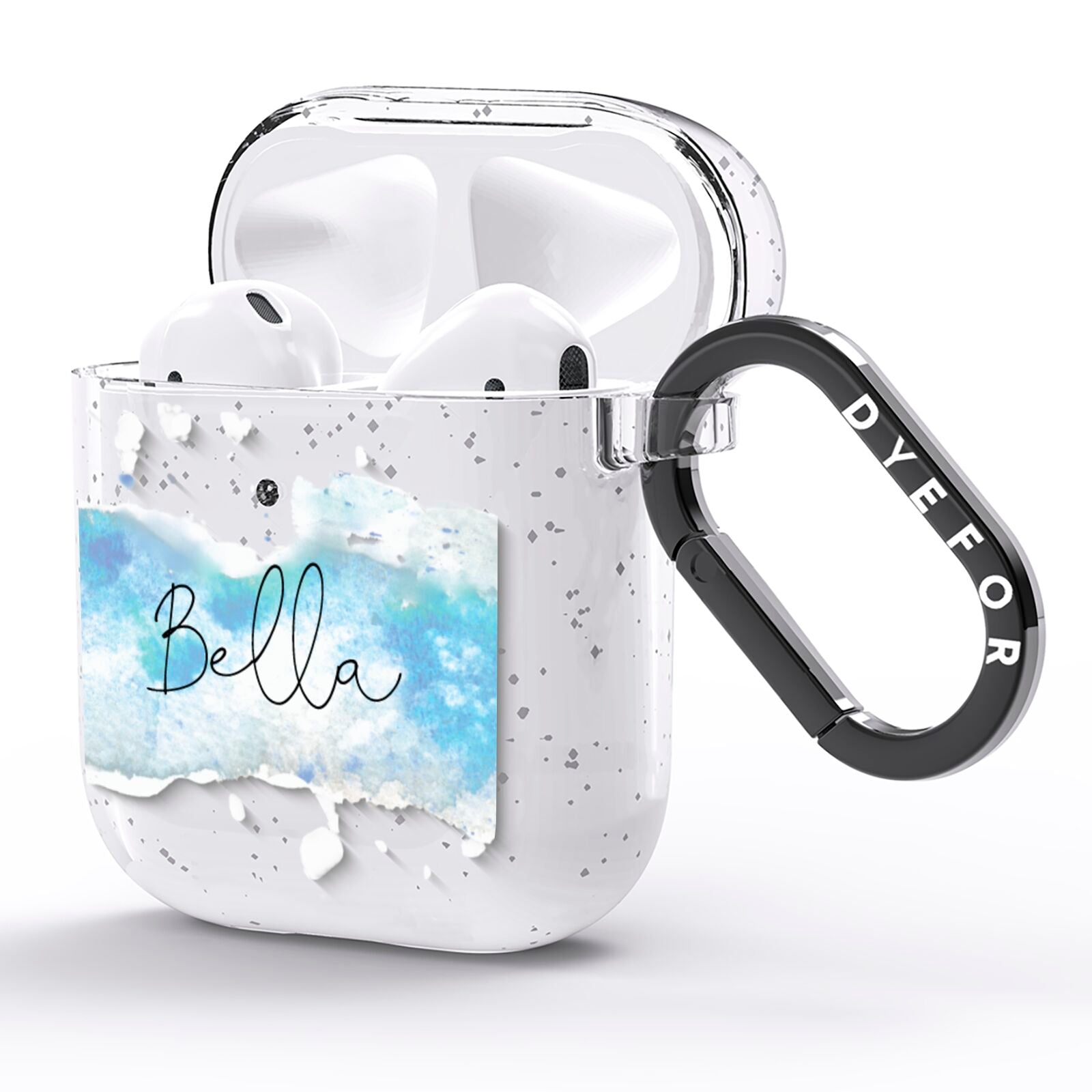 Personalised Christmas Snow fall AirPods Glitter Case Side Image