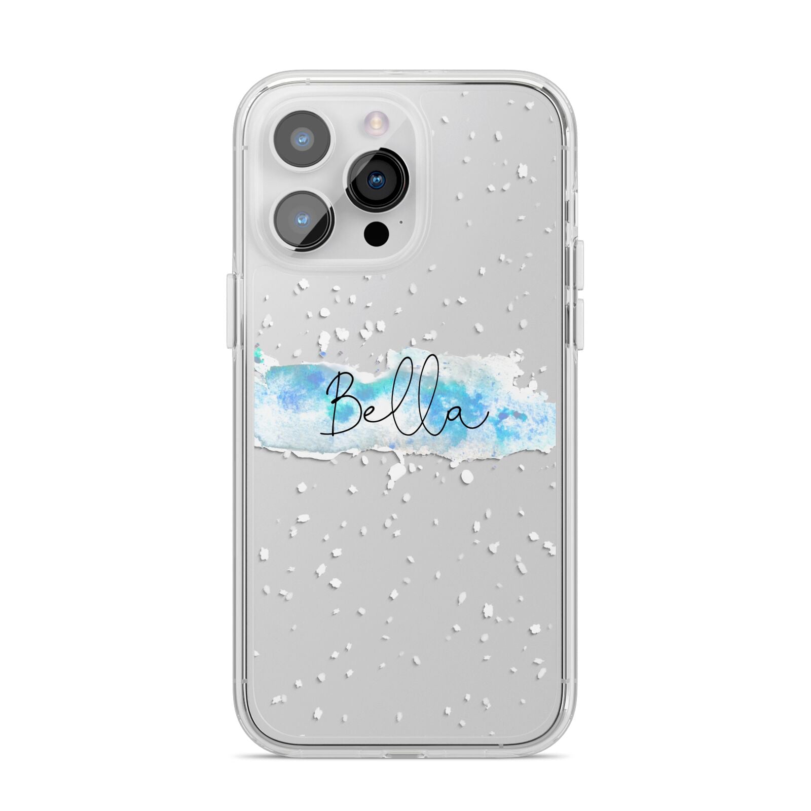 Personalised Christmas Snow fall iPhone 14 Pro Max Clear Tough Case Silver