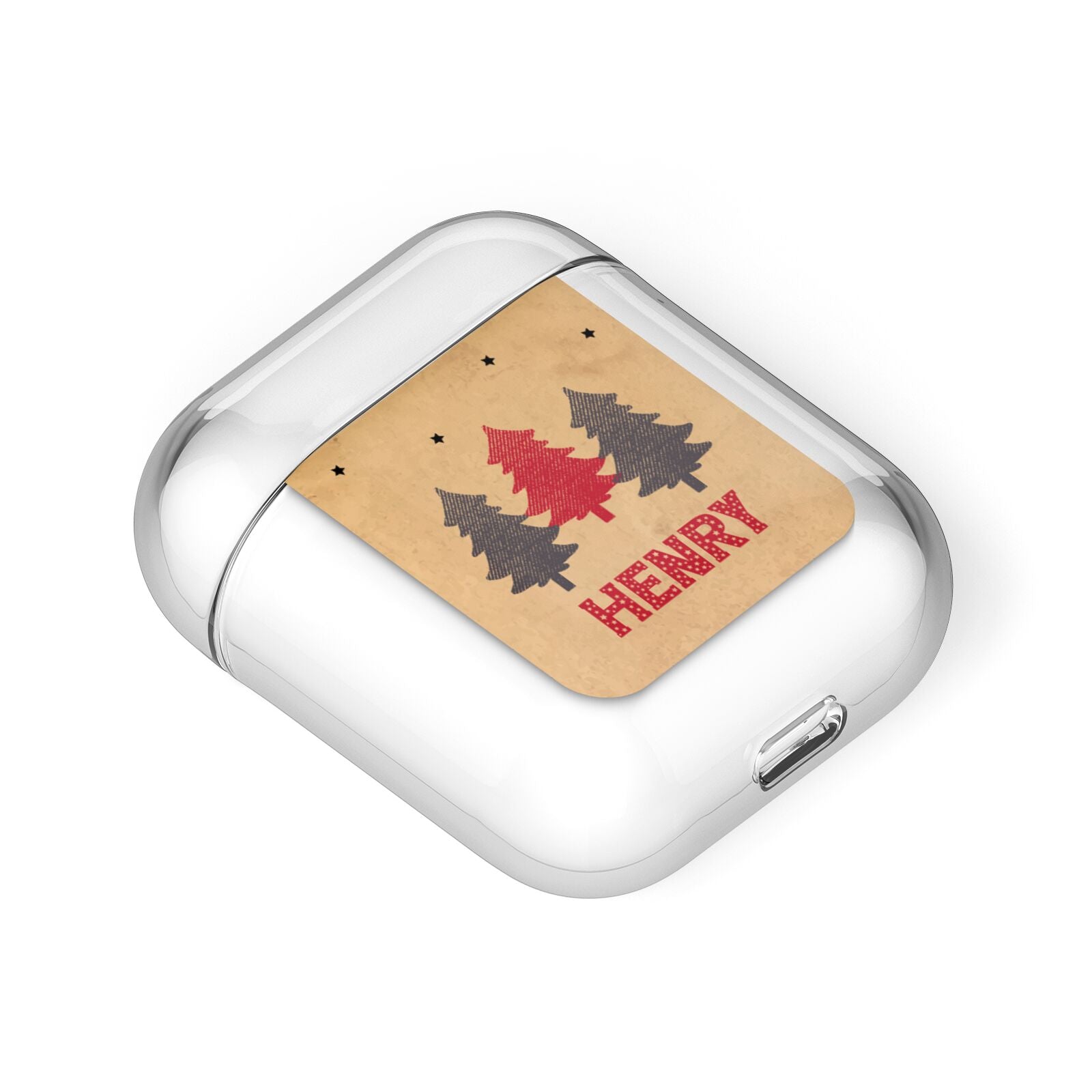 Personalised Christmas Tree AirPods Case Laid Flat