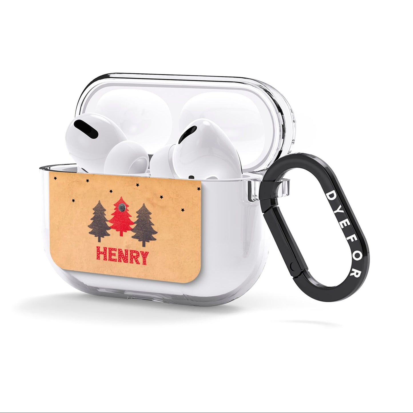 Personalised Christmas Tree AirPods Clear Case 3rd Gen Side Image