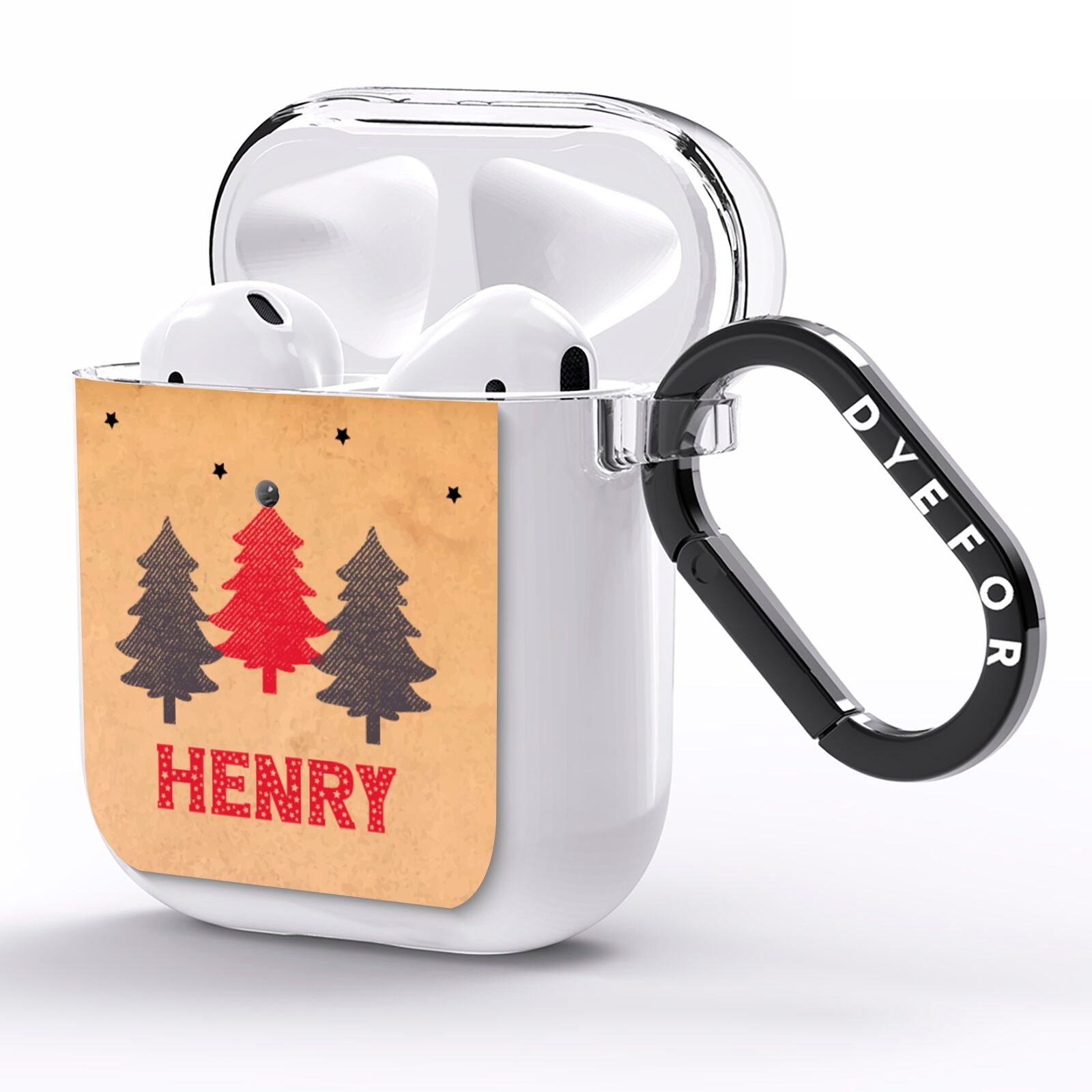 Personalised Christmas Tree AirPods Clear Case Side Image