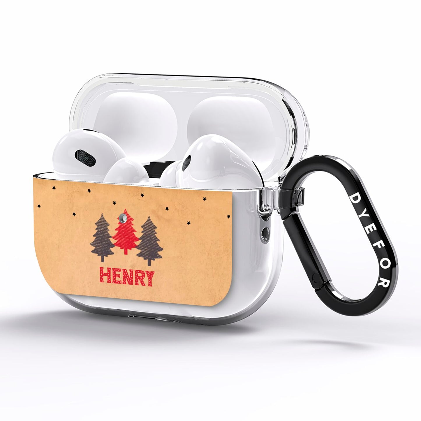 Personalised Christmas Tree AirPods Pro Clear Case Side Image