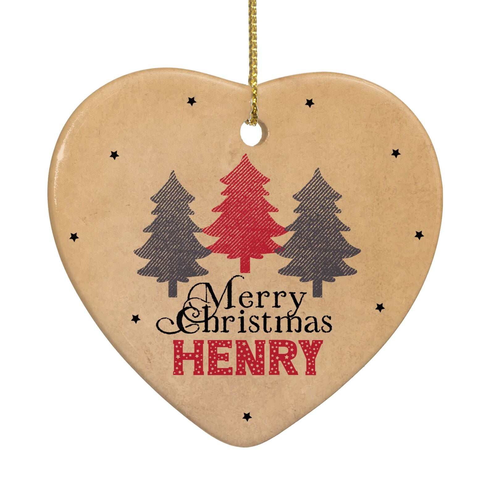 Personalised Christmas Tree Heart Decoration Back Image