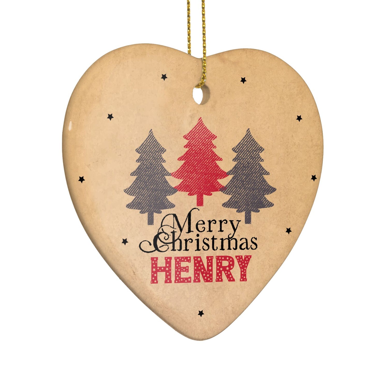 Personalised Christmas Tree Heart Decoration Side Angle