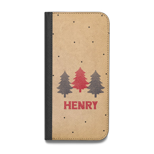 Personalised Christmas Tree Vegan Leather Flip iPhone Case