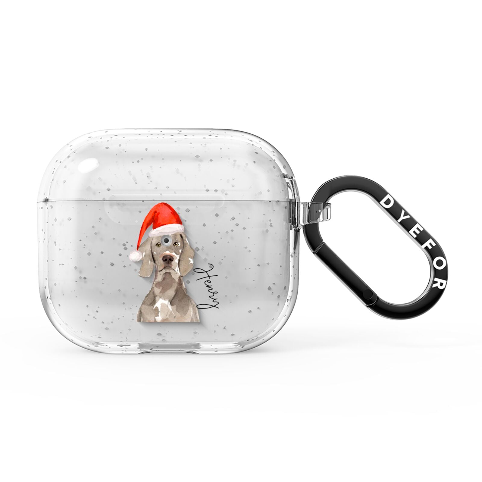 Personalised Christmas Weimaraner AirPods Glitter Case 3rd Gen