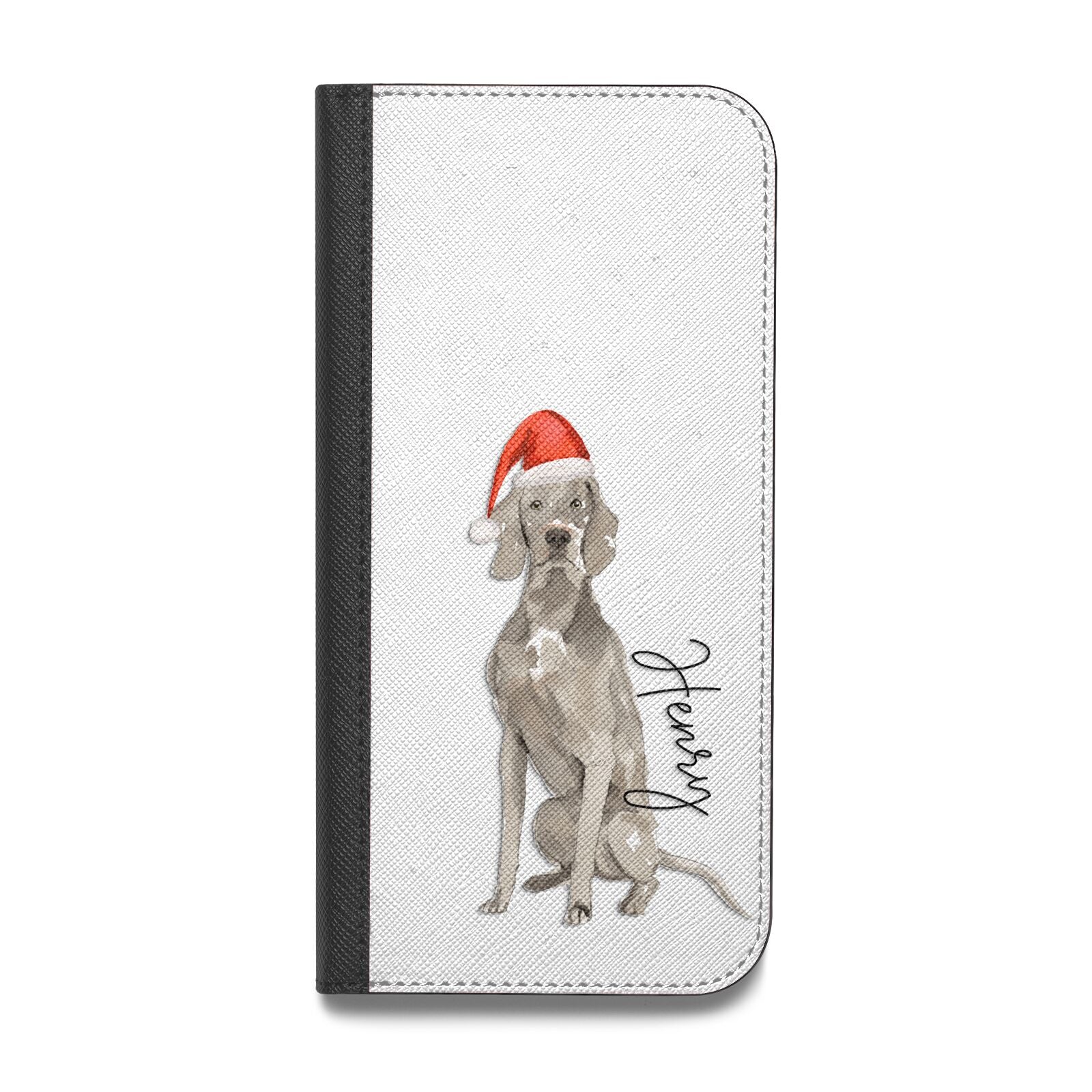 Personalised Christmas Weimaraner Vegan Leather Flip Samsung Case