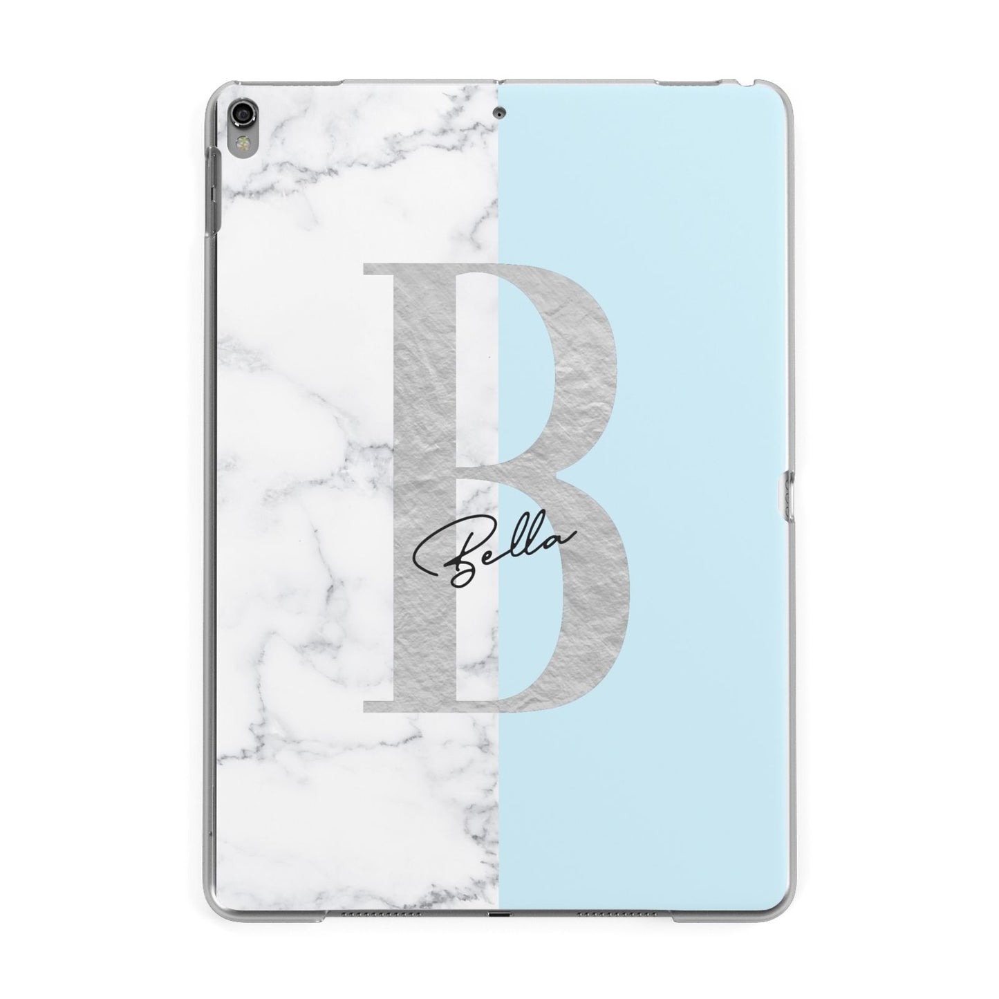 Personalised Chrome Marble Apple iPad Grey Case