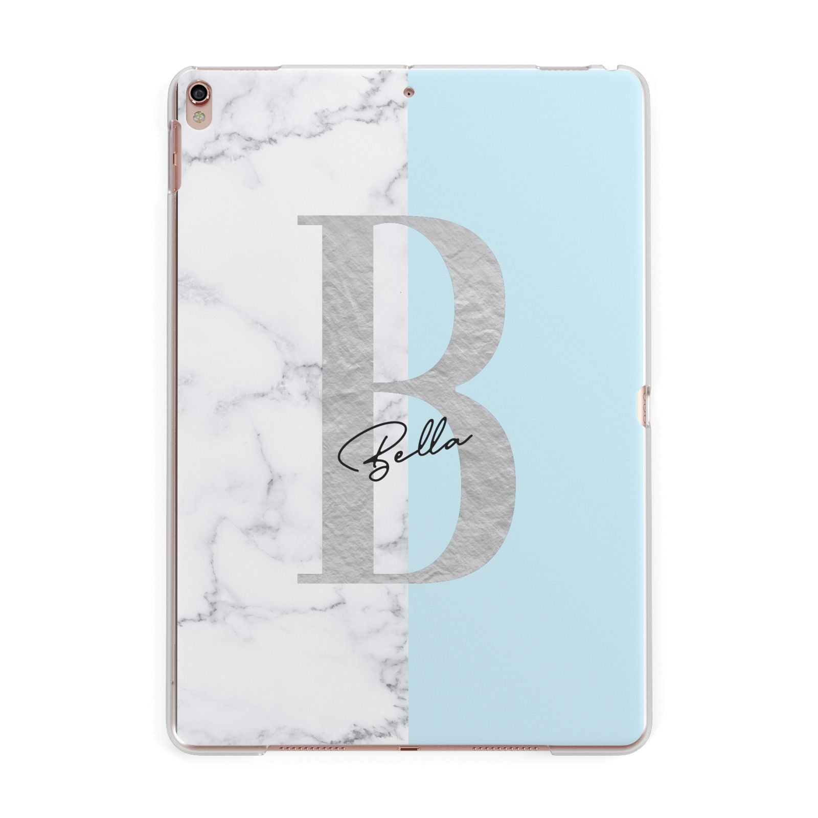 Personalised Chrome Marble Apple iPad Rose Gold Case