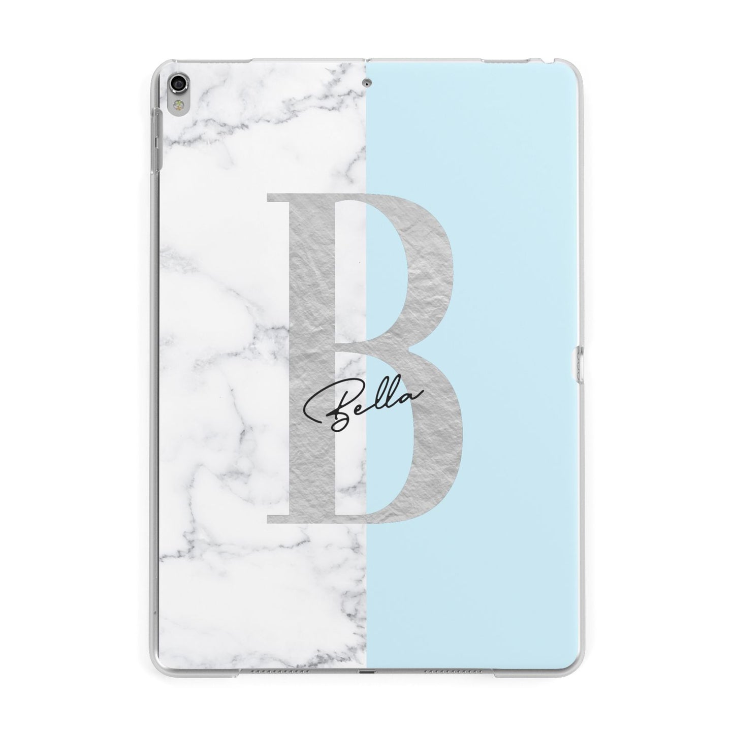 Personalised Chrome Marble Apple iPad Silver Case