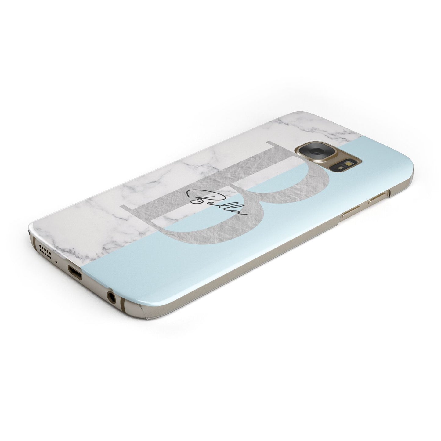 Personalised Chrome Marble Protective Samsung Galaxy Case Angled Image