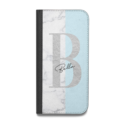 Personalised Chrome Marble Vegan Leather Flip iPhone Case