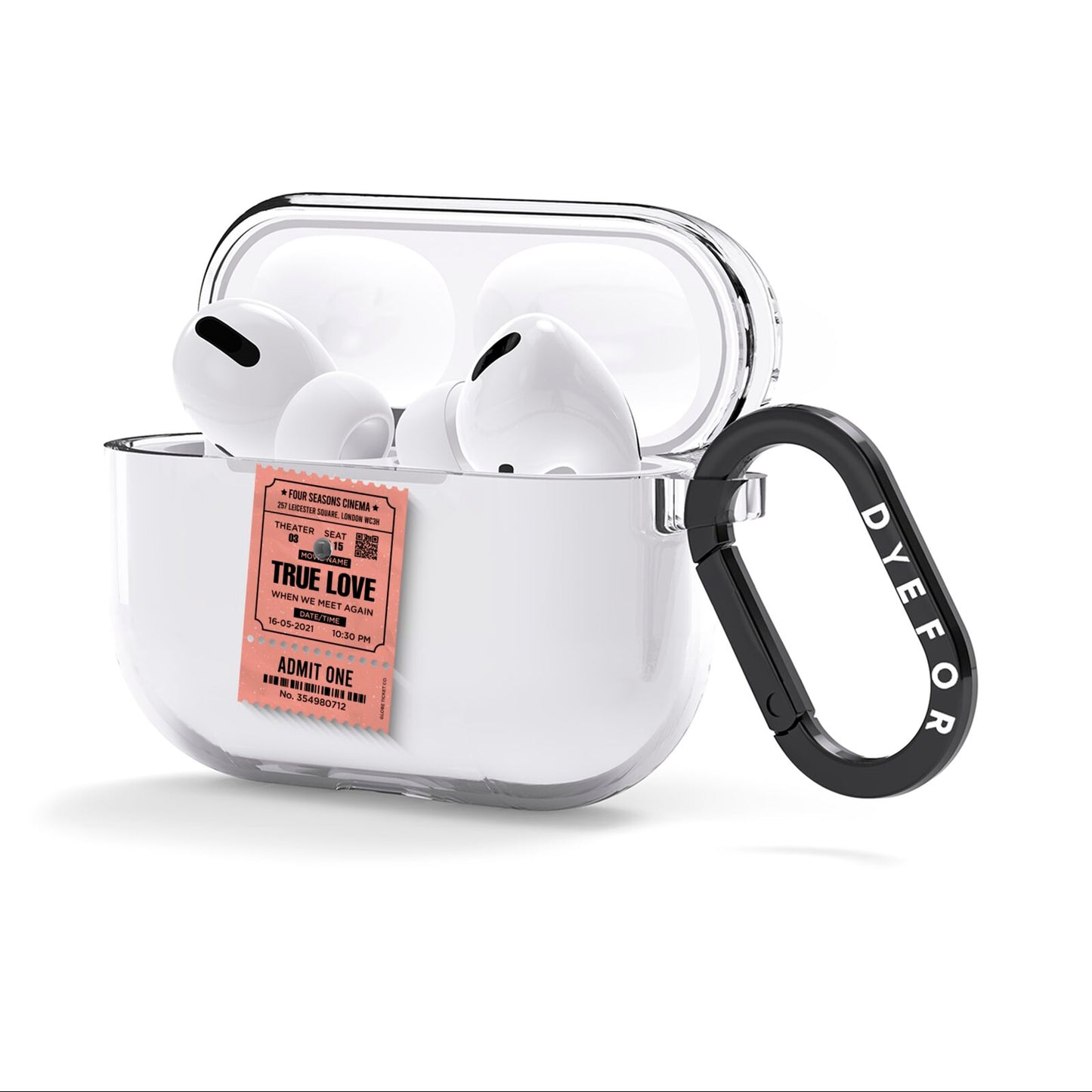 Personalised Cinema Ticket AirPods Clear Case 3rd Gen Side Image