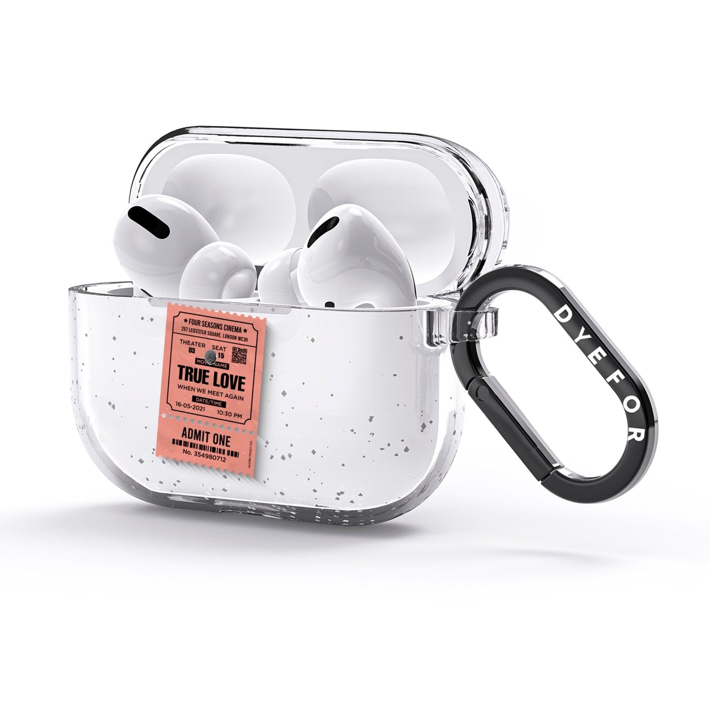 Personalised Cinema Ticket AirPods Glitter Case 3rd Gen Side Image