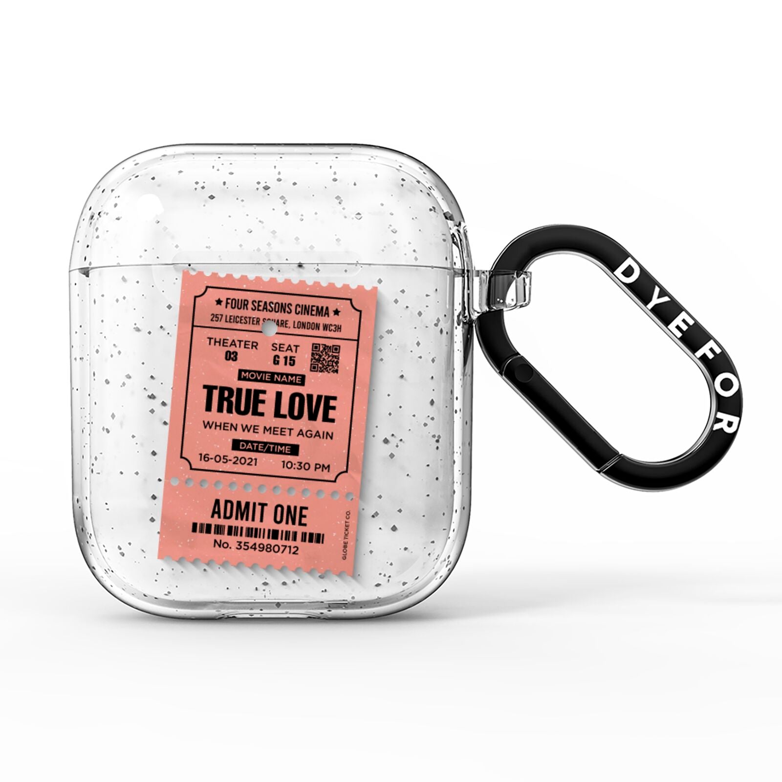 Personalised Cinema Ticket AirPods Glitter Case