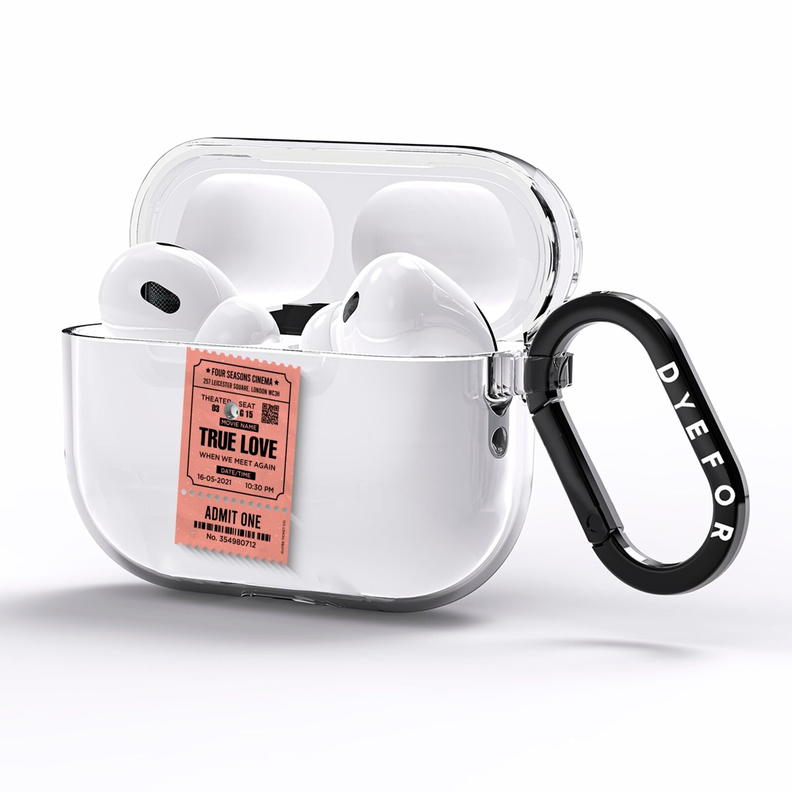 Personalised Cinema Ticket AirPods Pro Clear Case Side Image