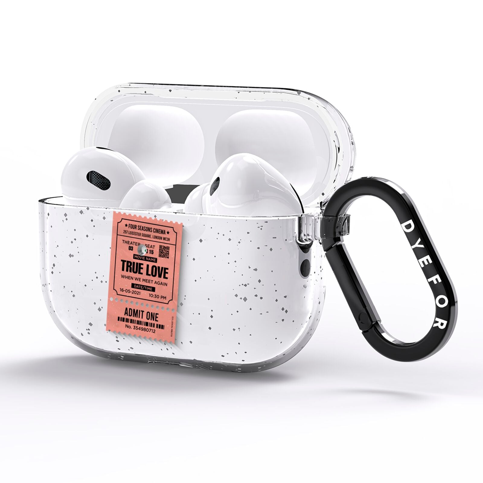 Personalised Cinema Ticket AirPods Pro Glitter Case Side Image