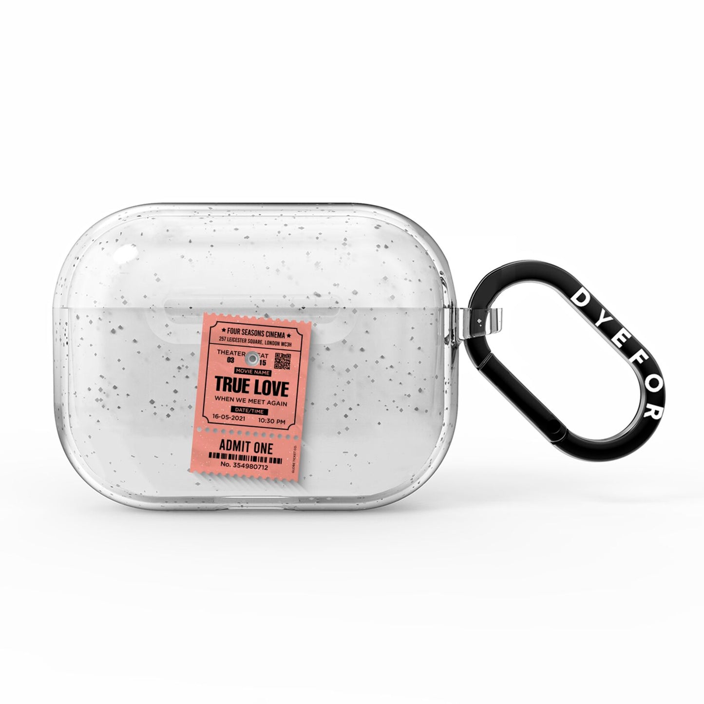 Personalised Cinema Ticket AirPods Pro Glitter Case