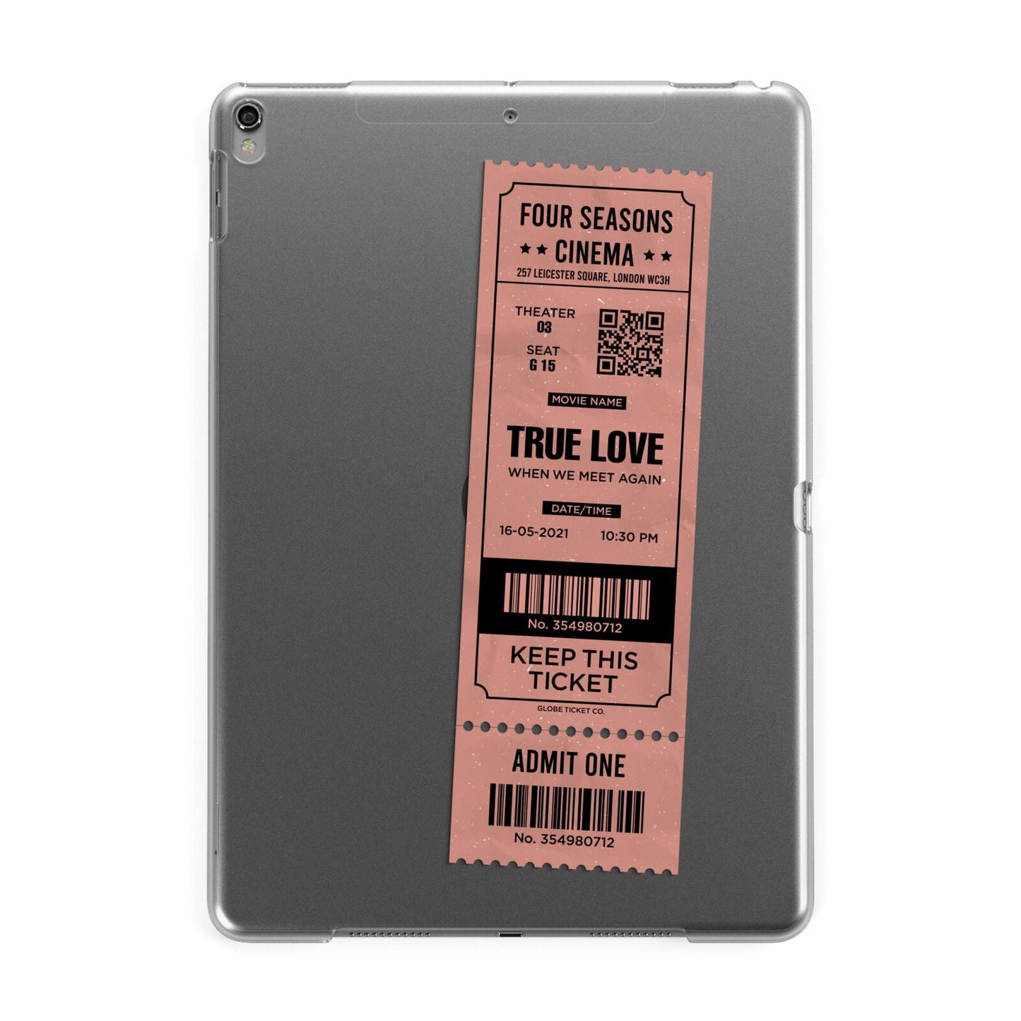 Personalised Cinema Ticket Apple iPad Grey Case