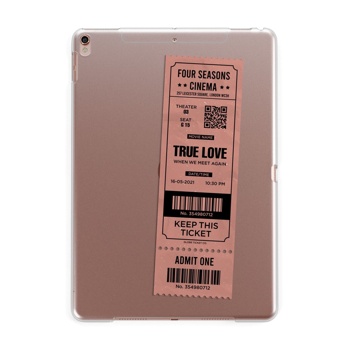 Personalised Cinema Ticket Apple iPad Rose Gold Case