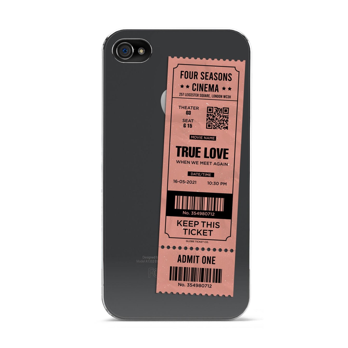 Personalised Cinema Ticket Apple iPhone 4s Case