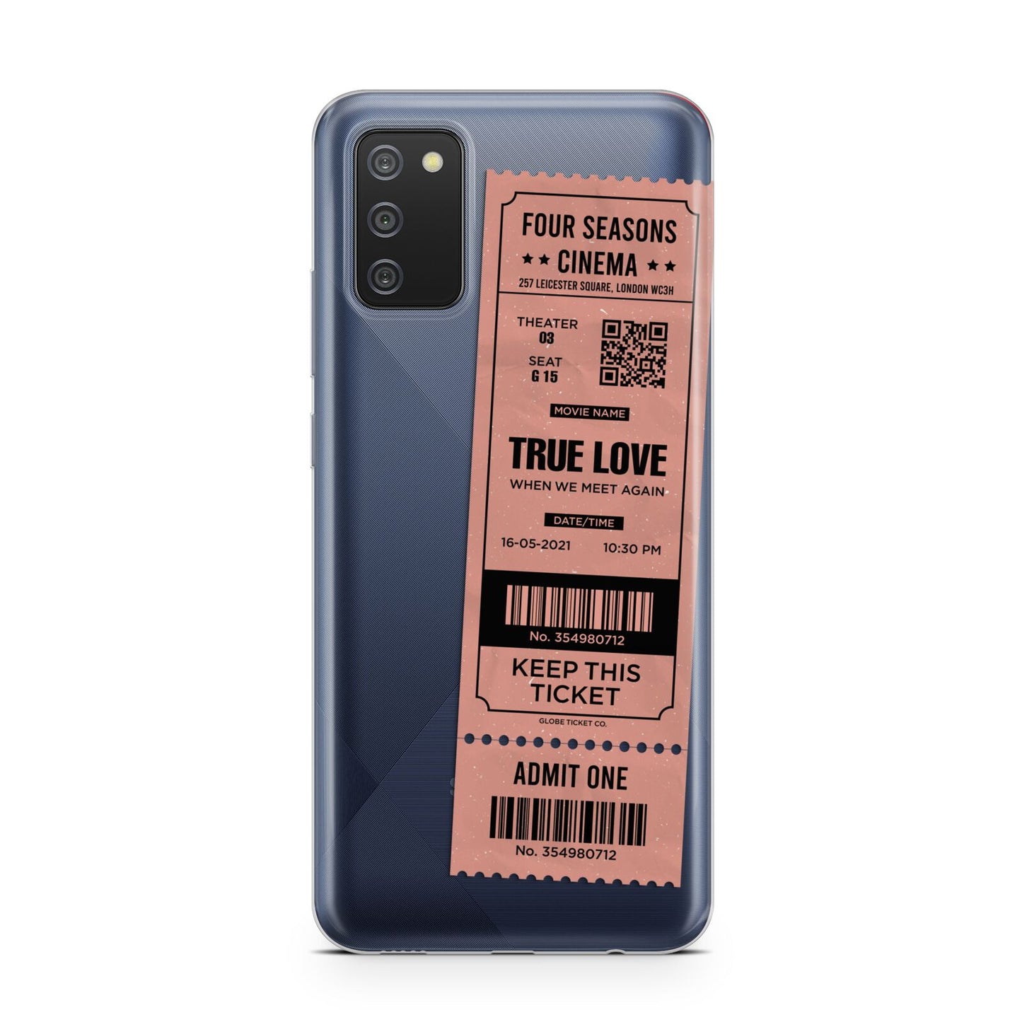 Personalised Cinema Ticket Samsung A02s Case