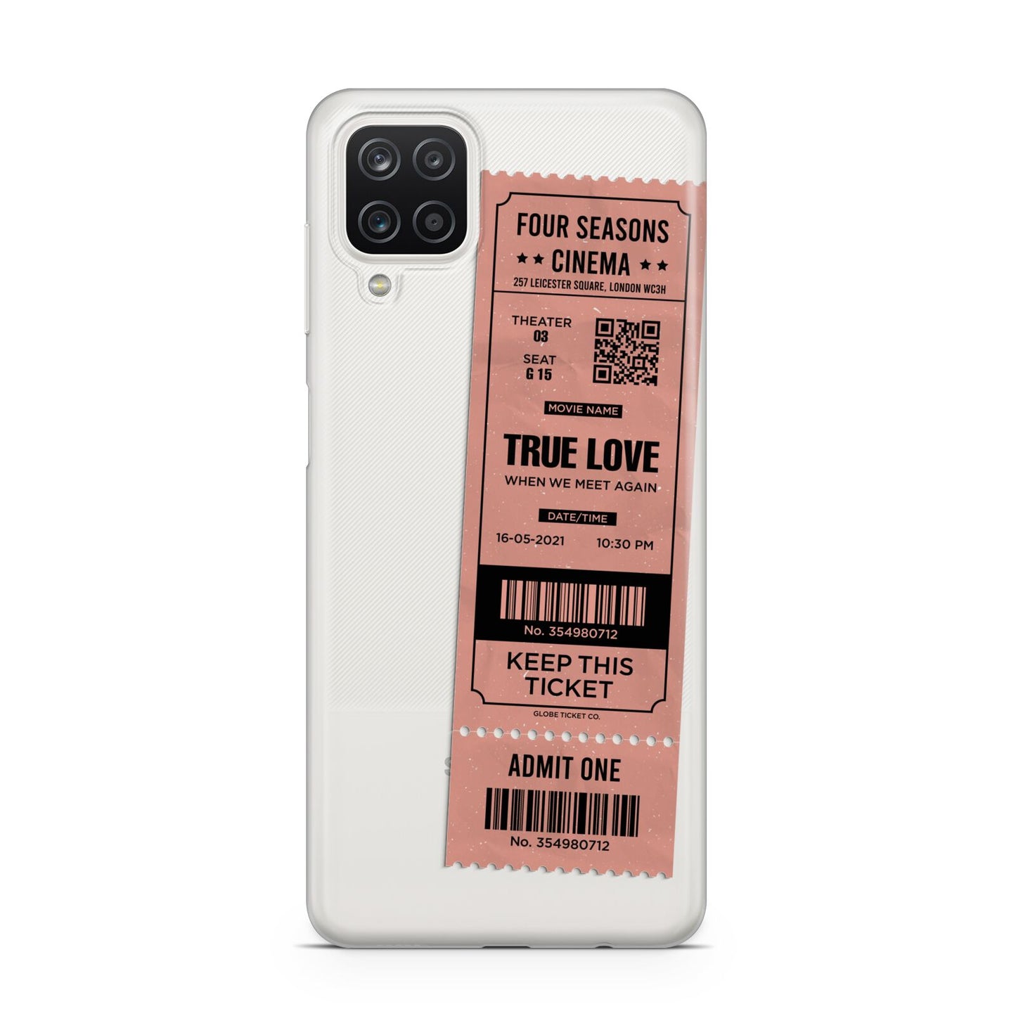 Personalised Cinema Ticket Samsung A12 Case