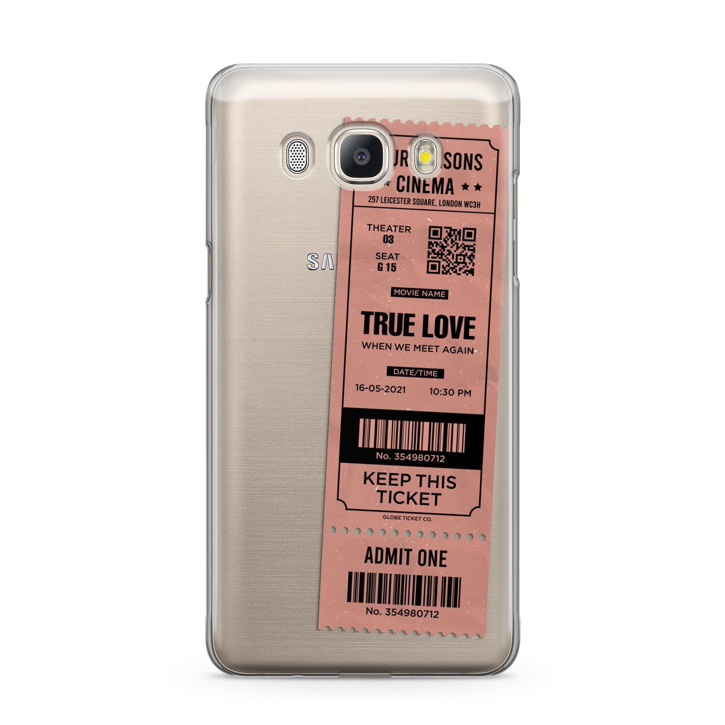 Personalised Cinema Ticket Samsung Galaxy J5 2016 Case