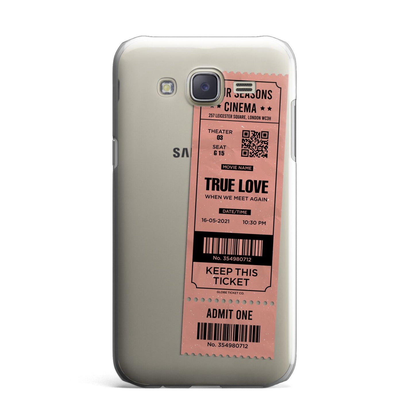 Personalised Cinema Ticket Samsung Galaxy J7 Case