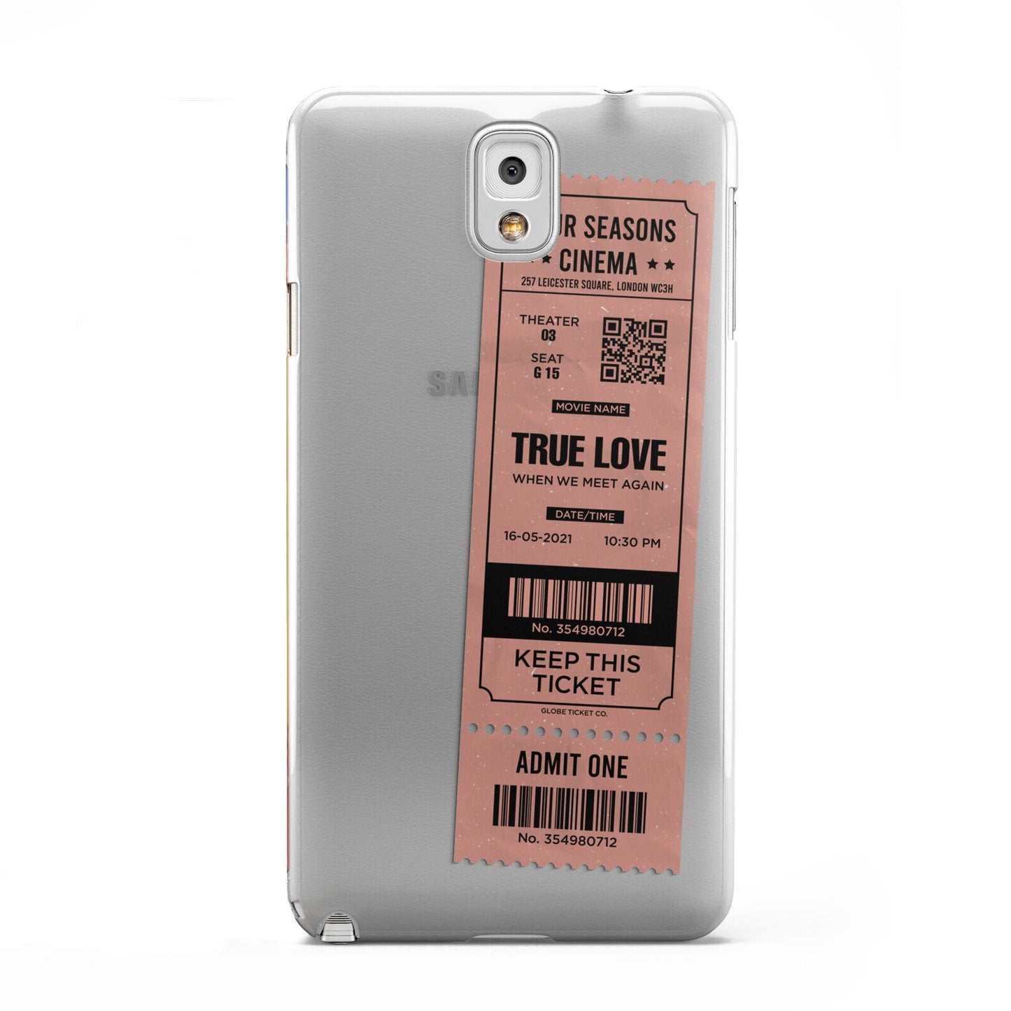 Personalised Cinema Ticket Samsung Galaxy Note 3 Case