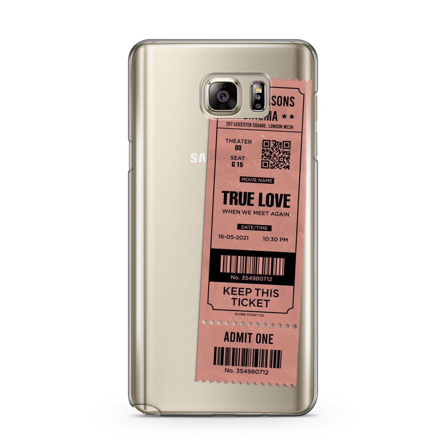 Personalised Cinema Ticket Samsung Galaxy Note 5 Case