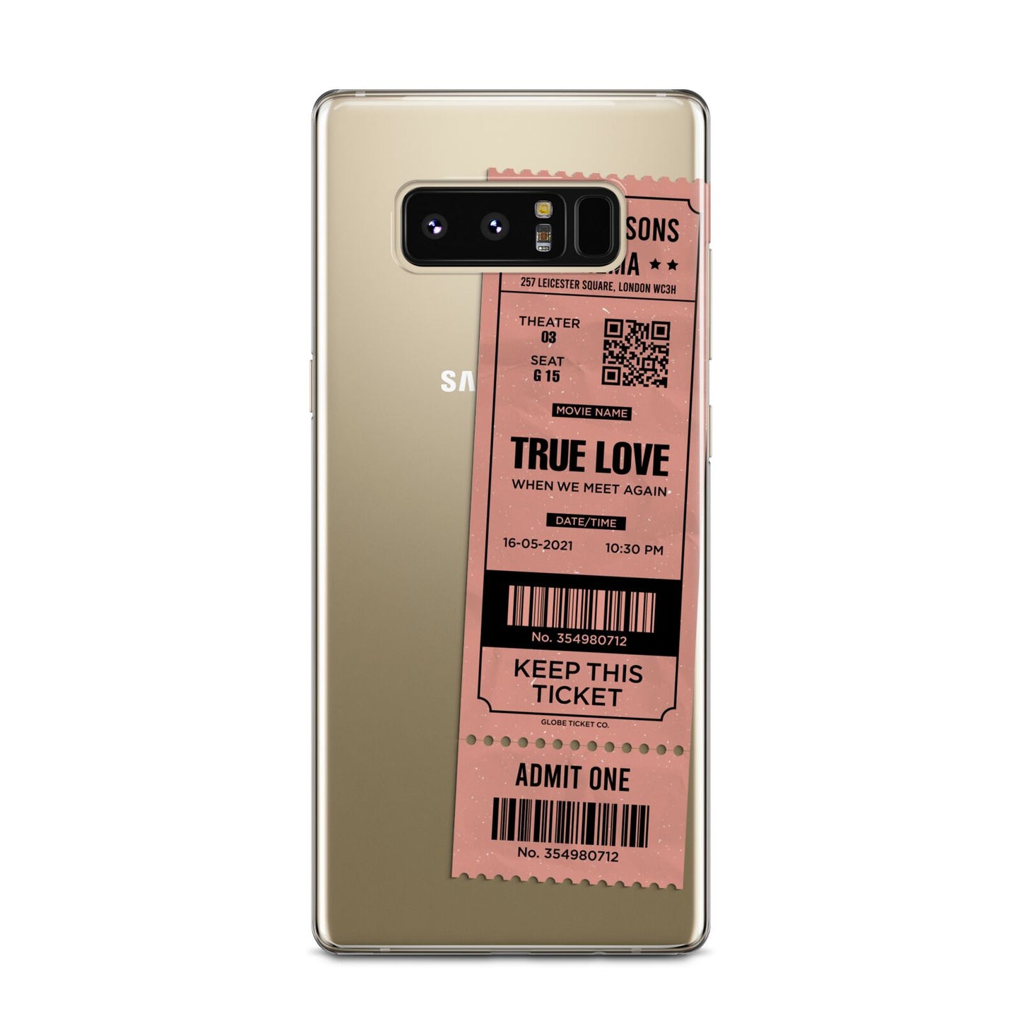 Personalised Cinema Ticket Samsung Galaxy Note 8 Case