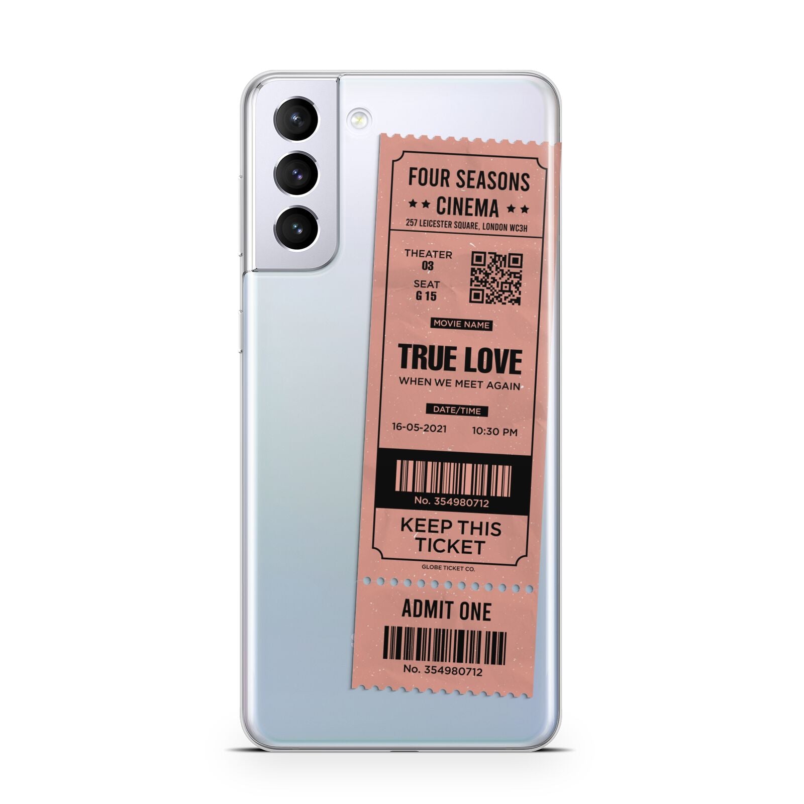 Personalised Cinema Ticket Samsung S21 Plus Case