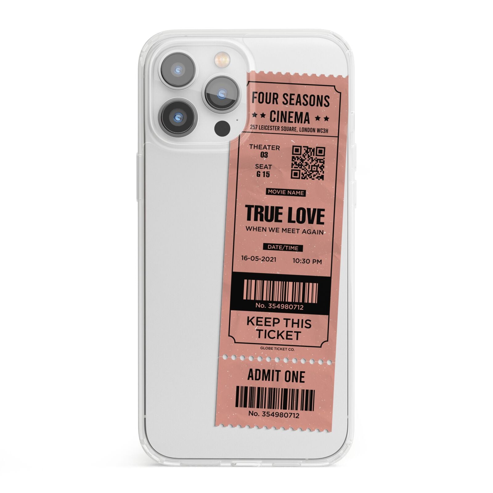 Personalised Cinema Ticket iPhone 13 Pro Max Clear Bumper Case