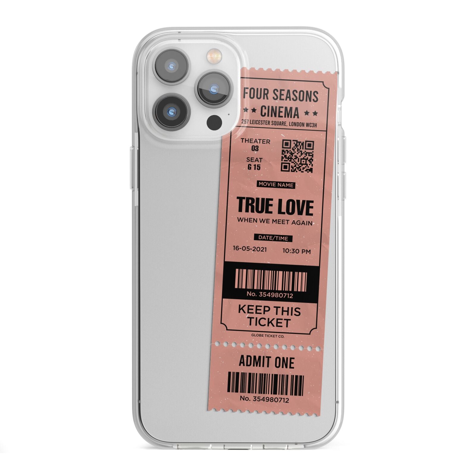 Personalised Cinema Ticket iPhone 13 Pro Max TPU Impact Case with White Edges