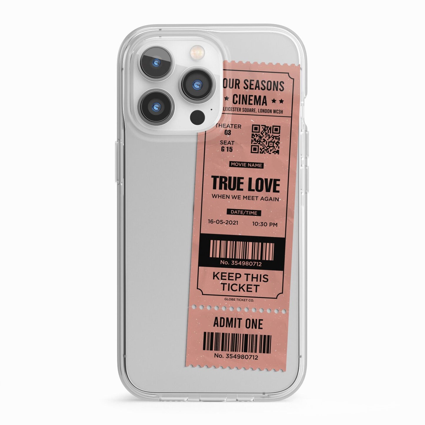 Personalised Cinema Ticket iPhone 13 Pro TPU Impact Case with White Edges