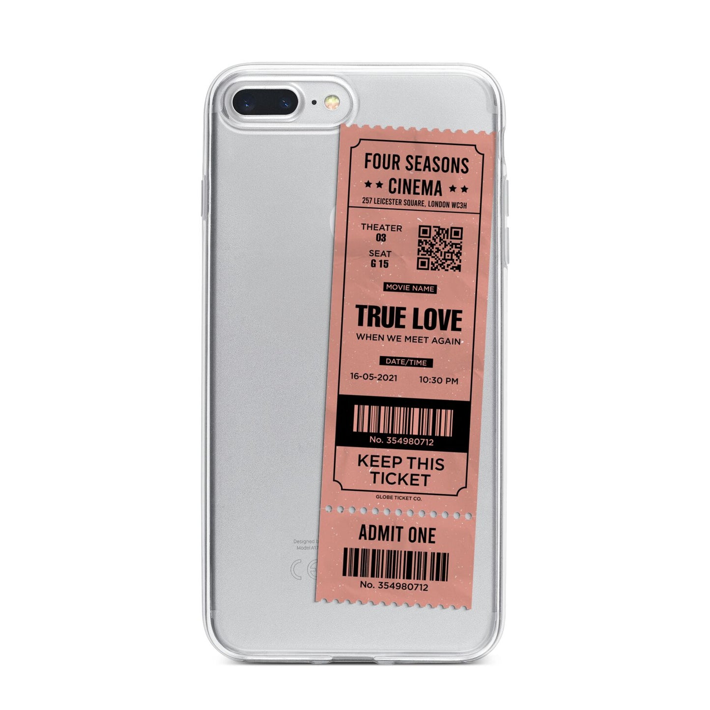 Personalised Cinema Ticket iPhone 7 Plus Bumper Case on Silver iPhone