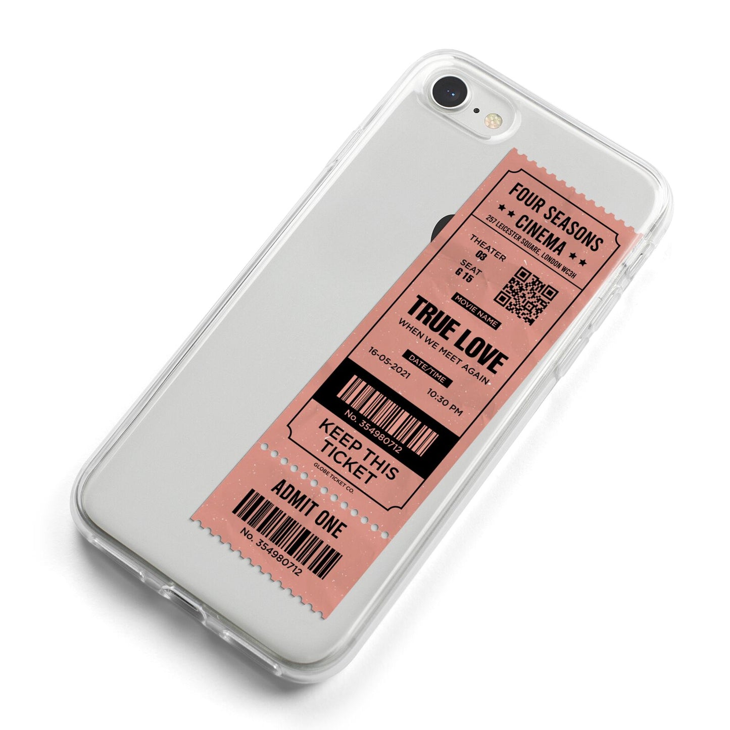 Personalised Cinema Ticket iPhone 8 Bumper Case on Silver iPhone Alternative Image