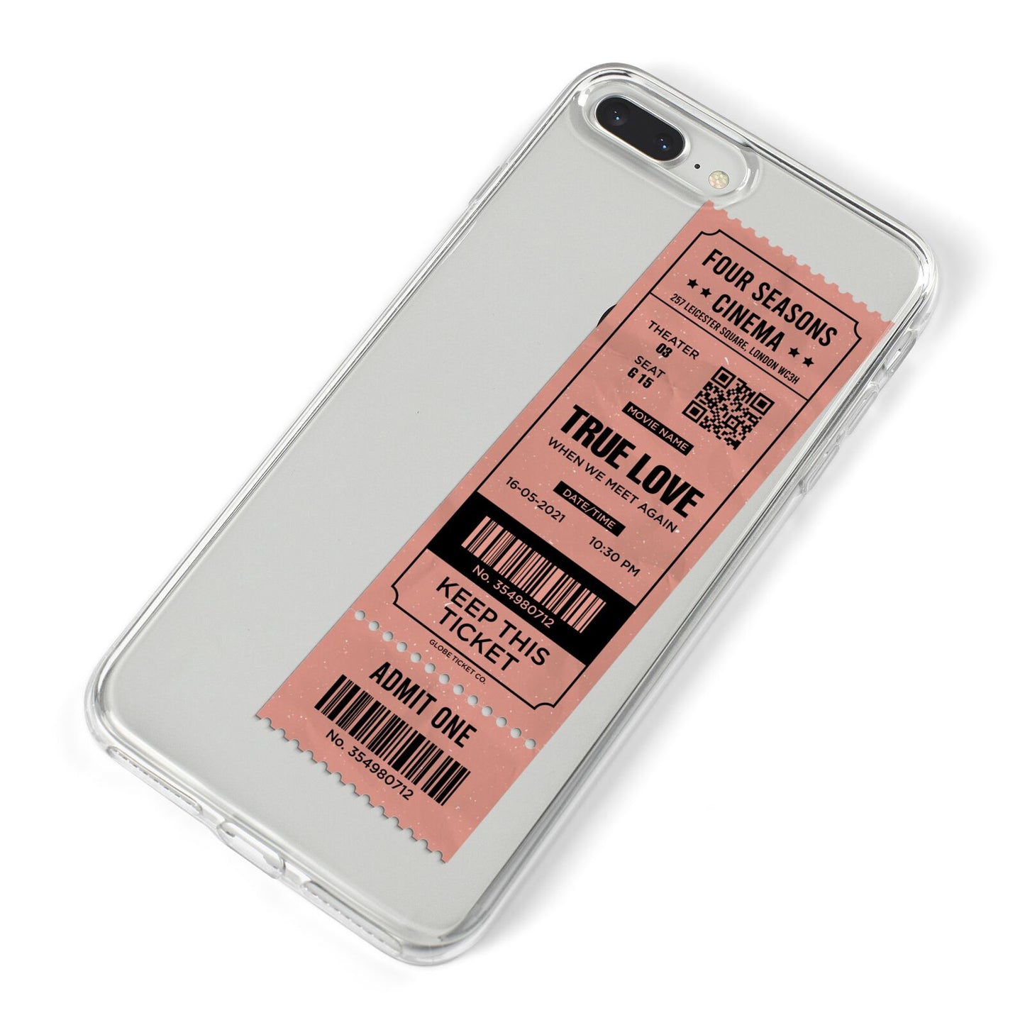 Personalised Cinema Ticket iPhone 8 Plus Bumper Case on Silver iPhone Alternative Image