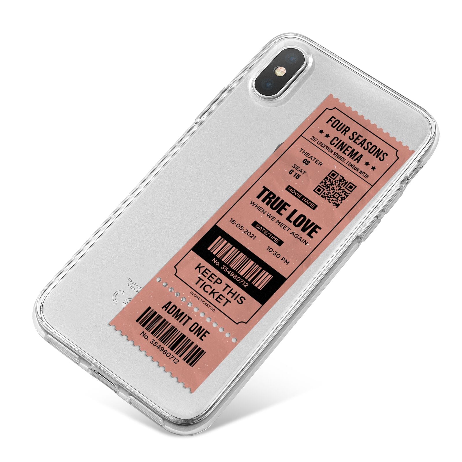 Personalised Cinema Ticket iPhone X Bumper Case on Silver iPhone