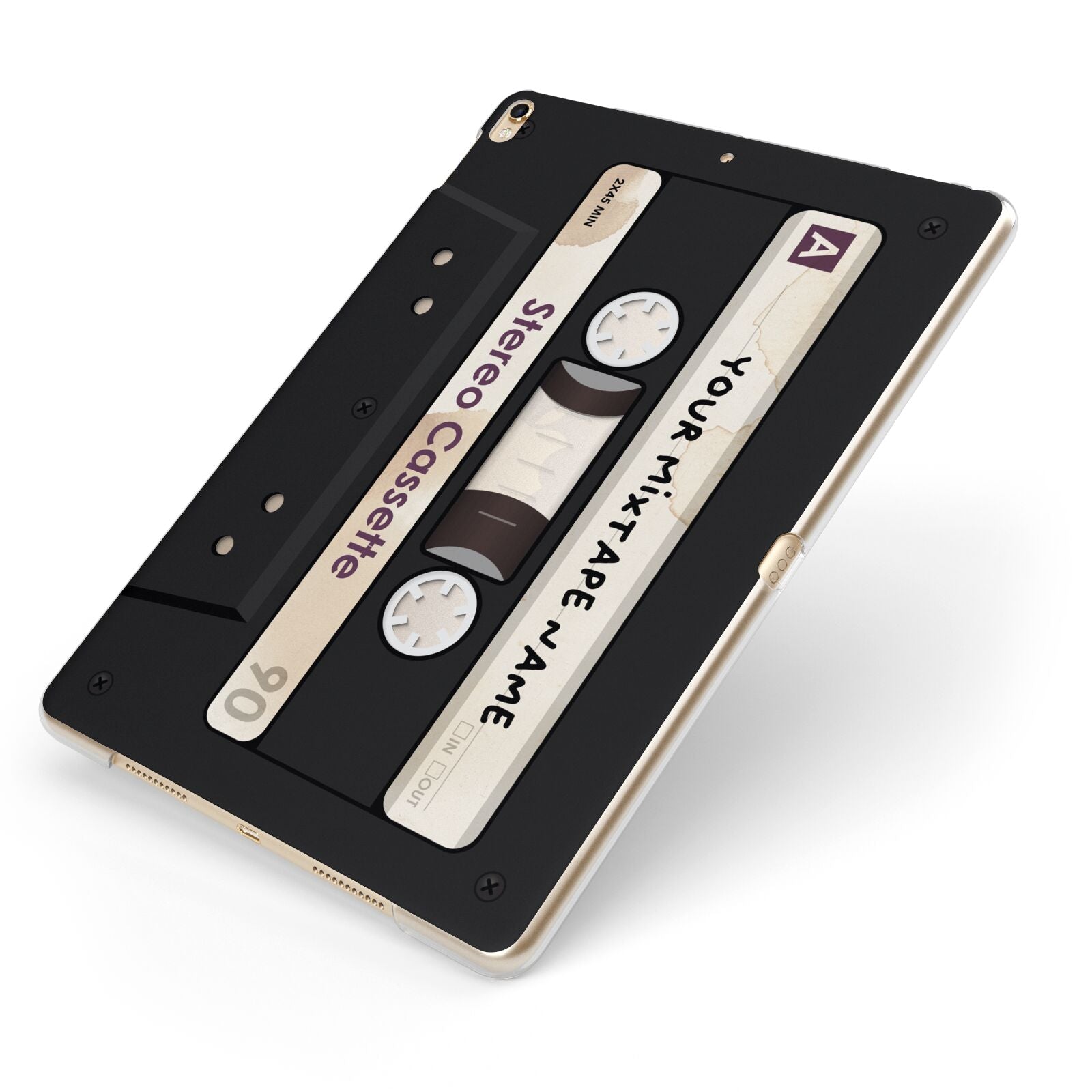 Personalised Classic Mixtape Apple iPad Case on Gold iPad Side View