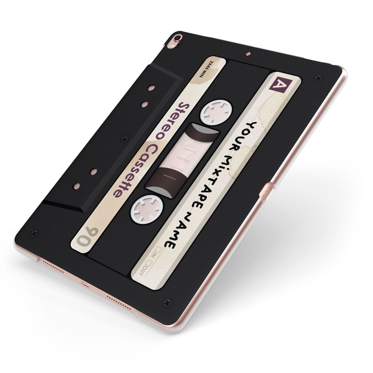 Personalised Classic Mixtape Apple iPad Case on Rose Gold iPad Side View