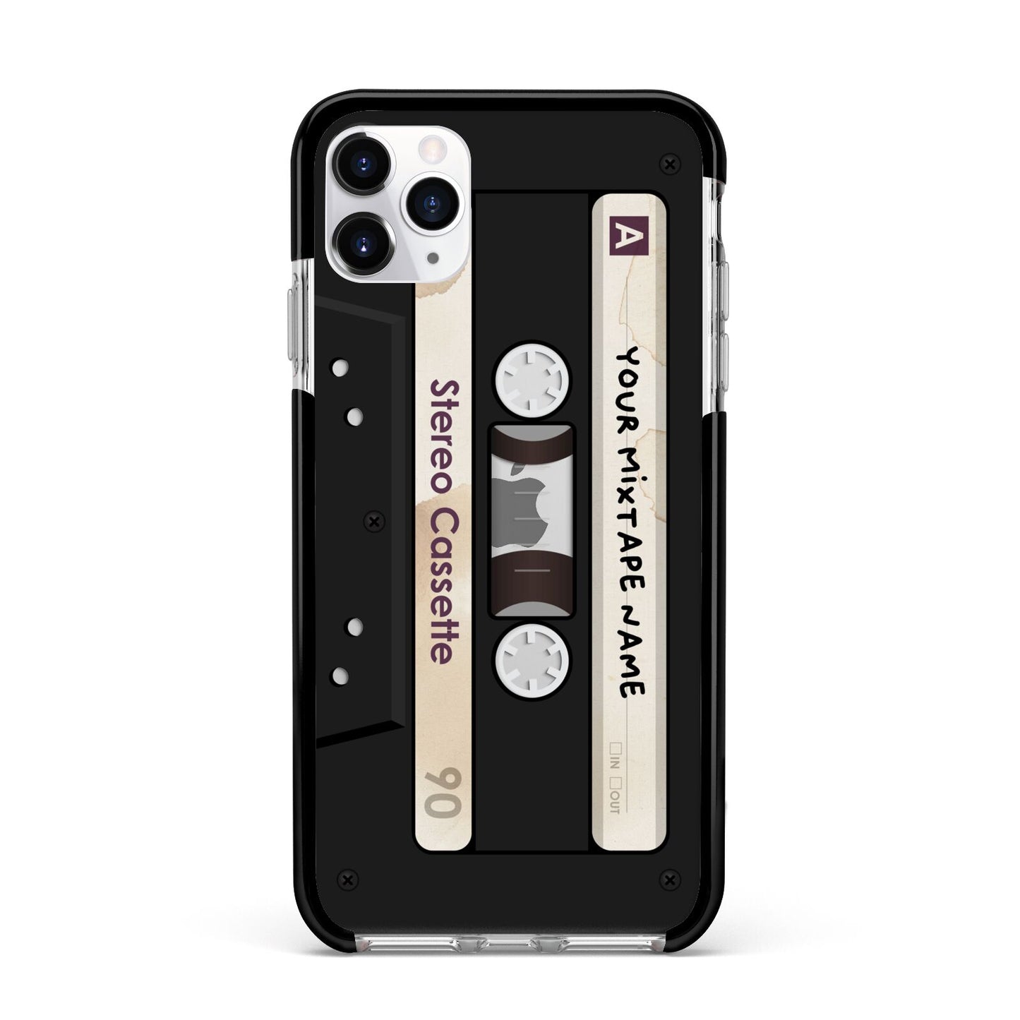 Personalised Classic Mixtape Apple iPhone 11 Pro Max in Silver with Black Impact Case