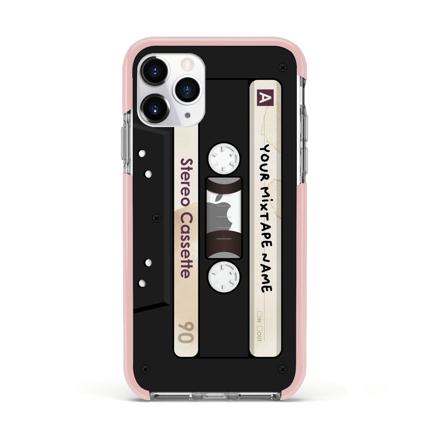 Personalised Classic Mixtape Apple iPhone 11 Pro in Silver with Pink Impact Case