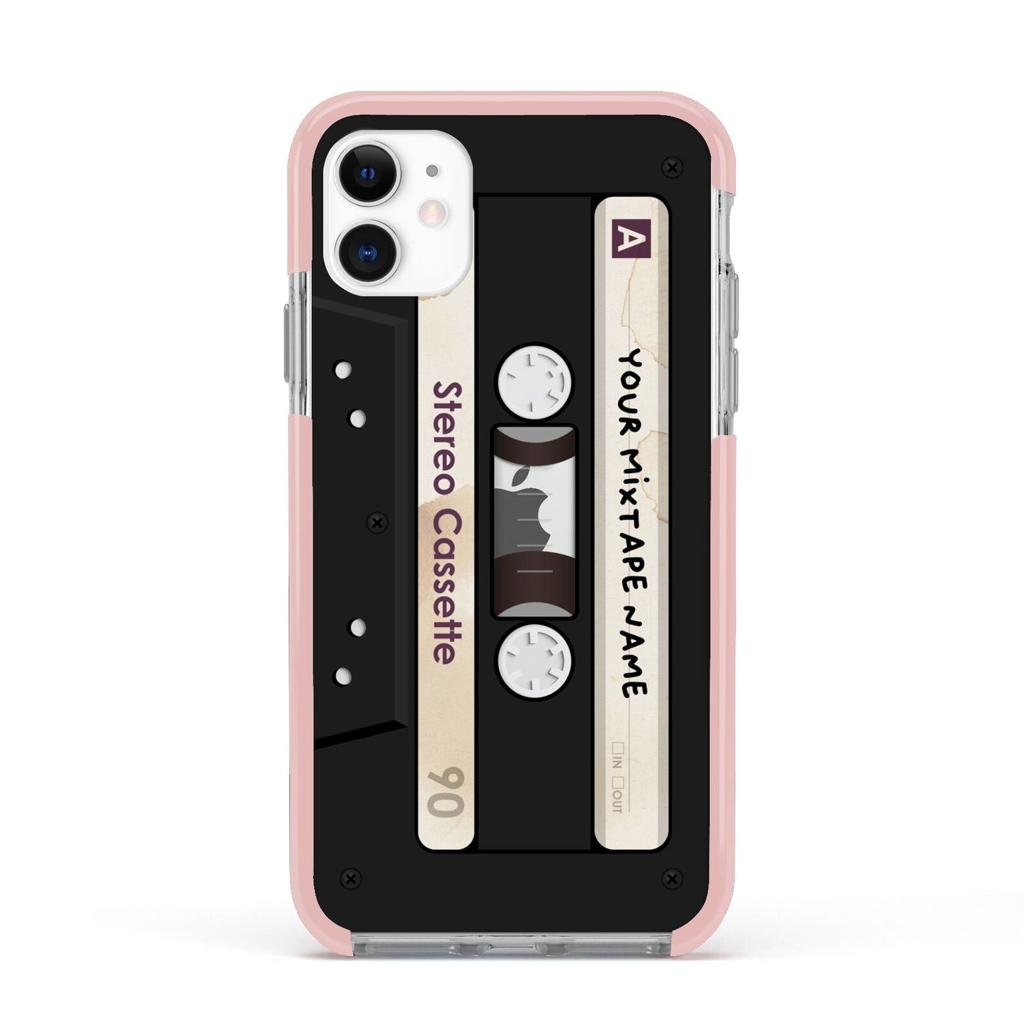 Personalised Classic Mixtape Apple iPhone 11 in White with Pink Impact Case