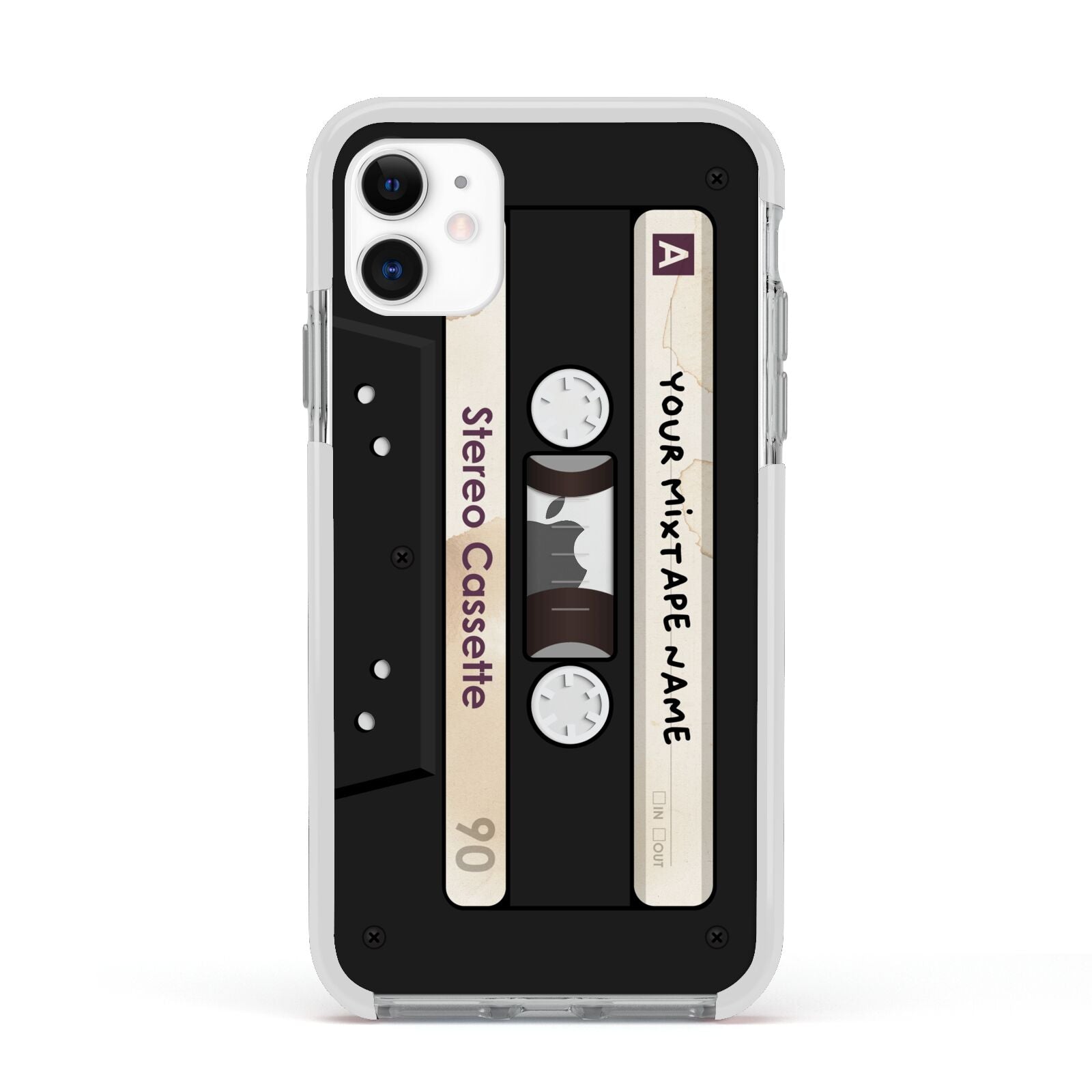 Personalised Classic Mixtape Apple iPhone 11 in White with White Impact Case