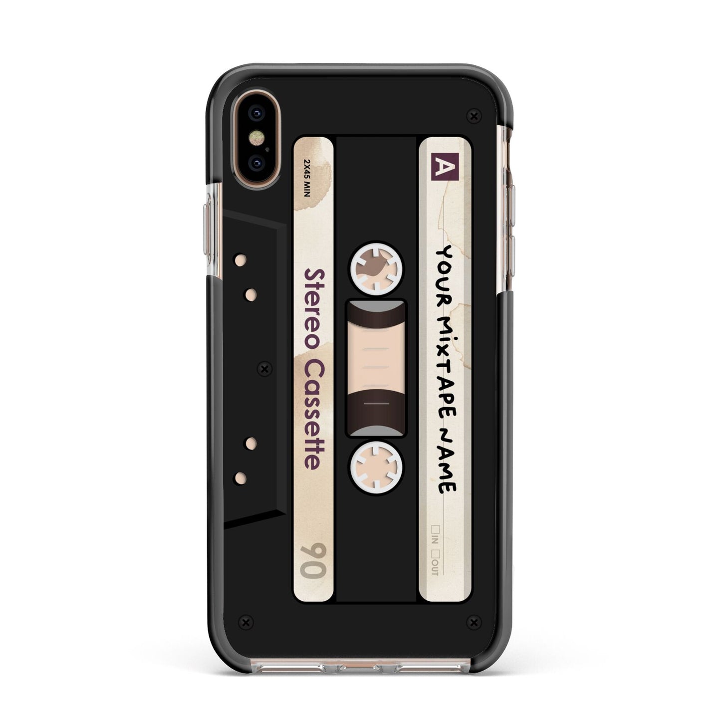 Personalised Classic Mixtape Apple iPhone Xs Max Impact Case Black Edge on Gold Phone