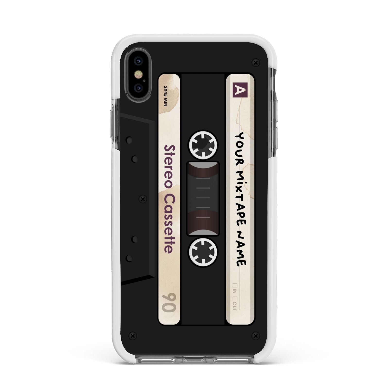 Personalised Classic Mixtape Apple iPhone Xs Max Impact Case White Edge on Black Phone