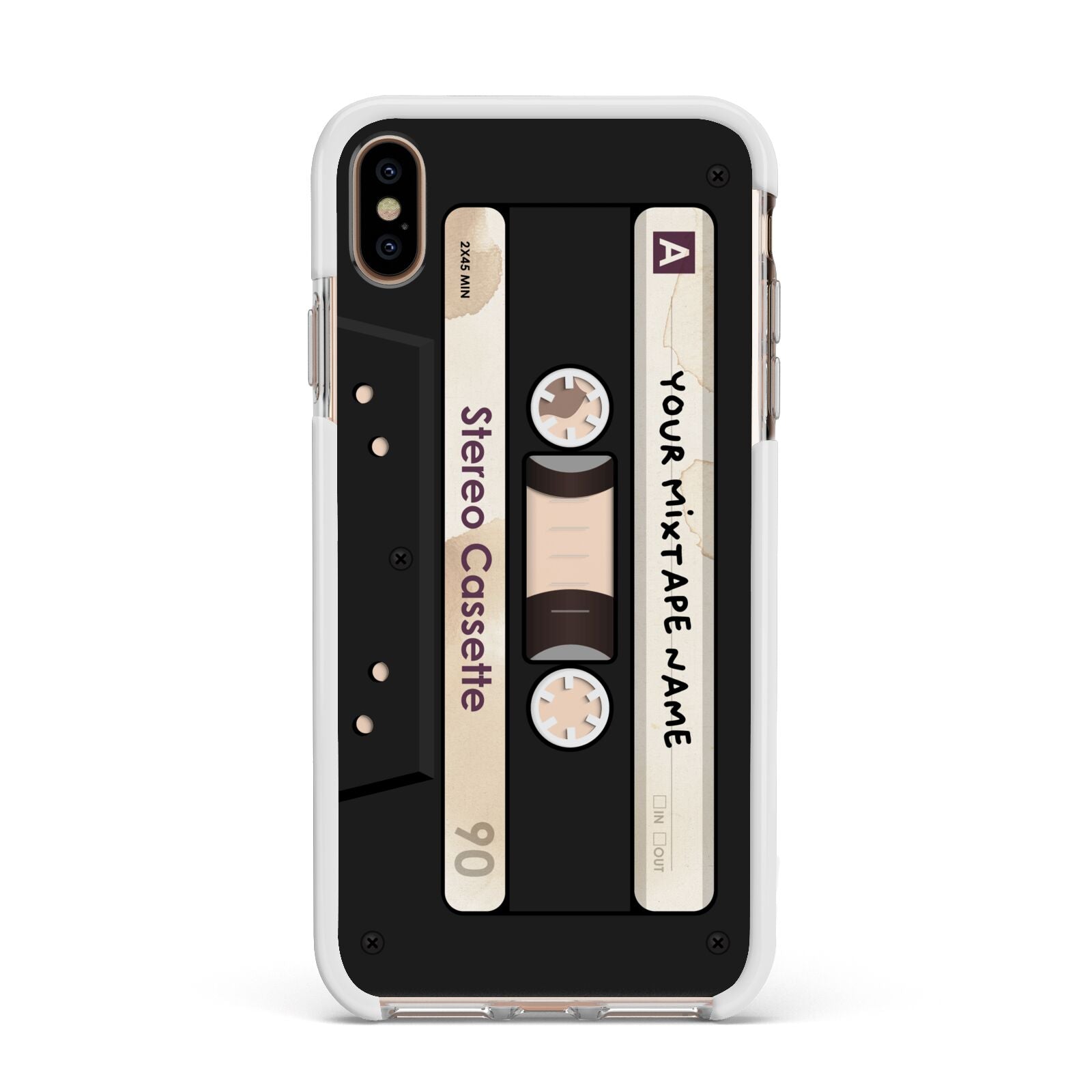 Personalised Classic Mixtape Apple iPhone Xs Max Impact Case White Edge on Gold Phone