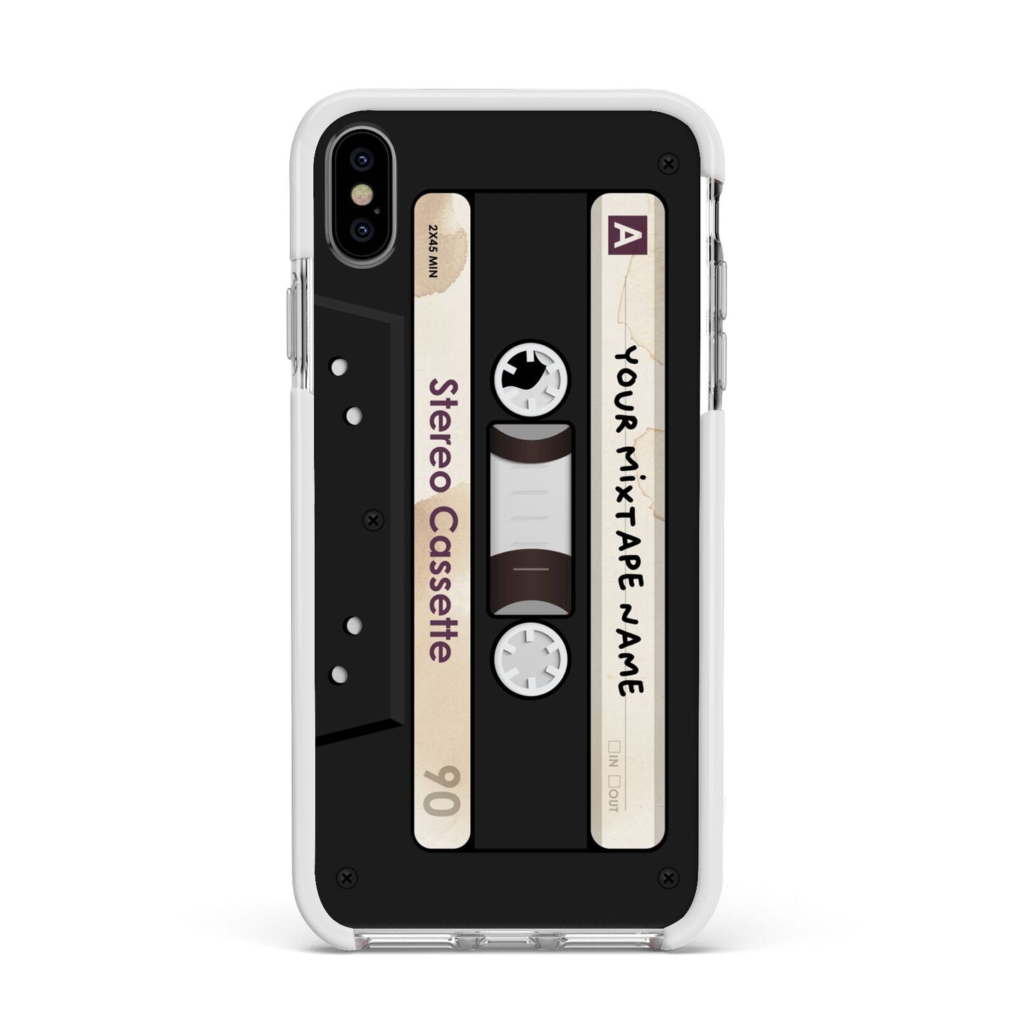 Personalised Classic Mixtape Apple iPhone Xs Max Impact Case White Edge on Silver Phone